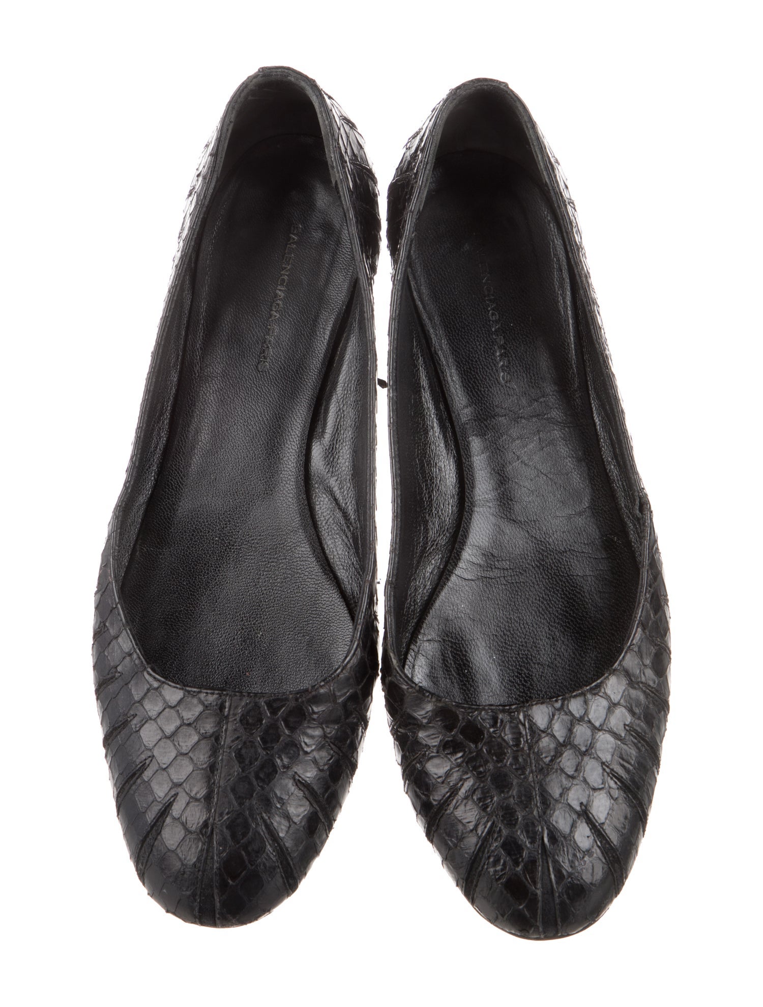 Balenciaga Snakeskin Studded Accents Ballet Flats